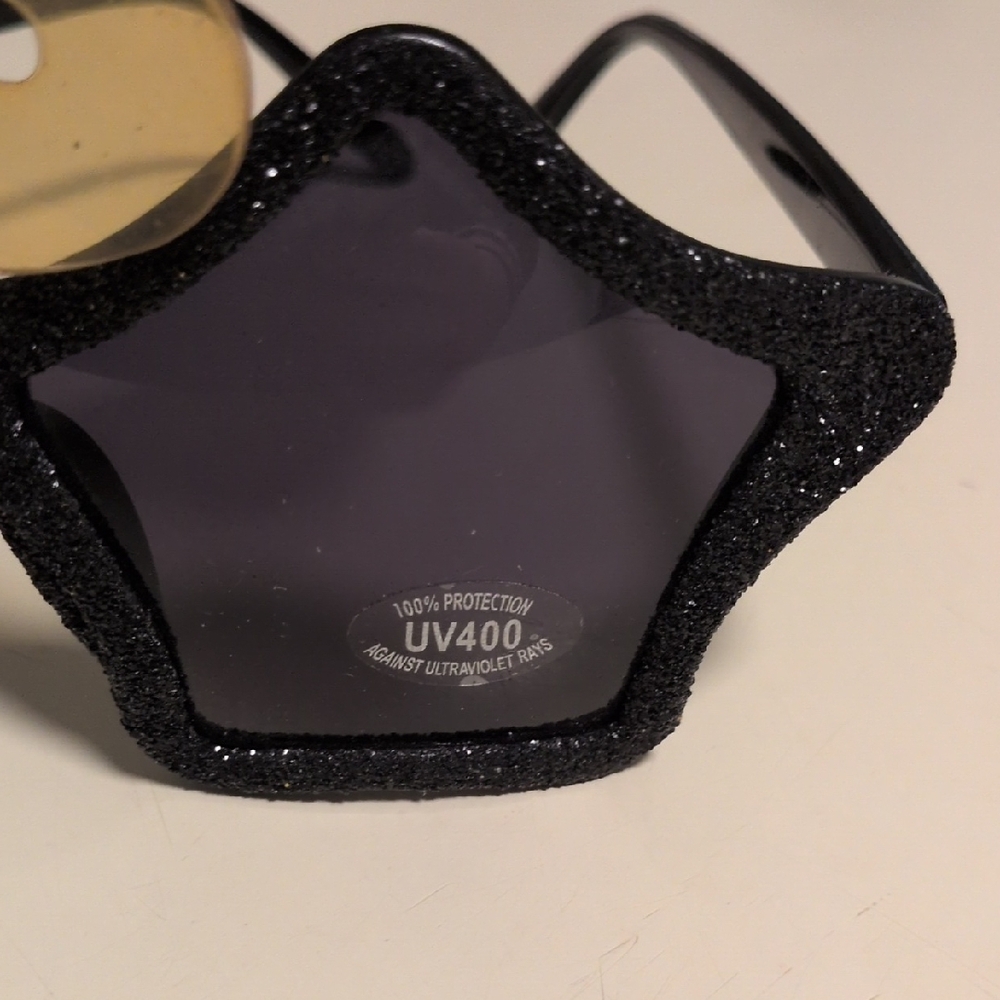 Glittery Black Star Sunglasses - Picture 3 of 7